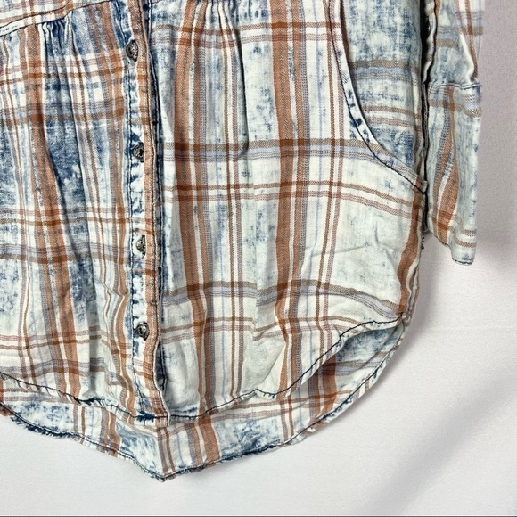 Soft Surroundings Blue & Orange Plaid Long Sleeve Button Down XS - Picture 4 of 4